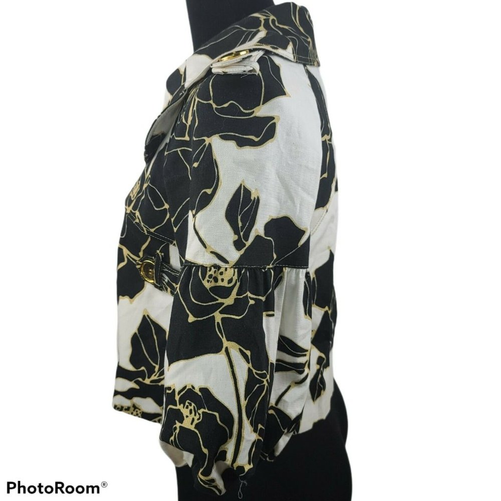 Cache Vintage White Print 3/4 Puff Sleeve Jacket S - Picture 8 of 11